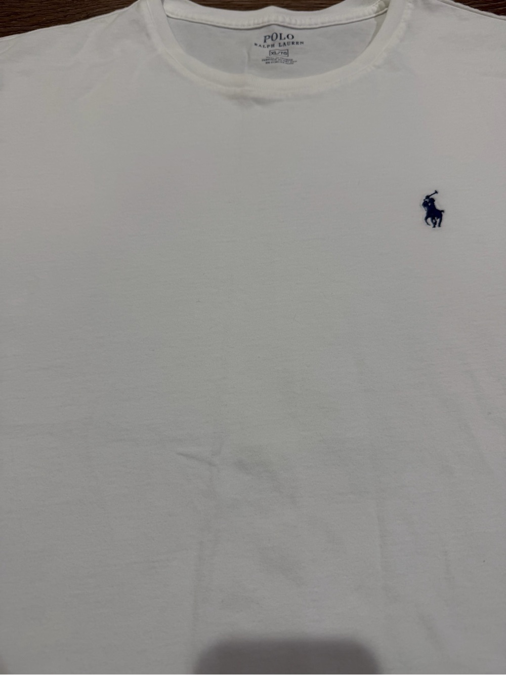 Polo Ralph Lauren Classic Cotton Tee Shirt White with Navy Polo Logo Men’s XL - Picture 4 of 7